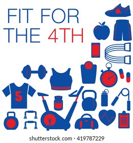 Fit for the 4th -- Fourth of July graphic with space for text