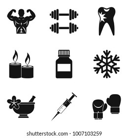 Fit body icons set. Simple set of 9 fit body vector icons for web isolated on white background