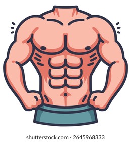 fit body six pack healthy flat color vector illustration template design