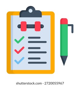 Fit Checklist Icon Flat Style Vector Illustration
