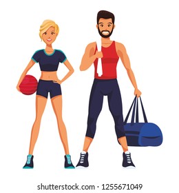 fit couple doing exercise