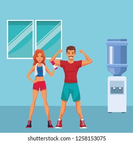 fit couple doing exercise
