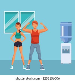 fit couple doing exercise