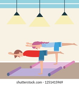 fit couple practicing yoga