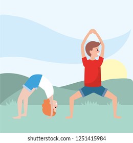 fit couple practicing yoga