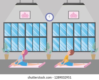 fit couple practicing yoga