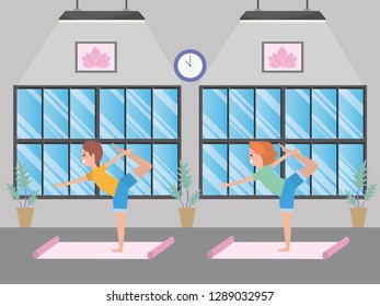 fit couple practicing yoga
