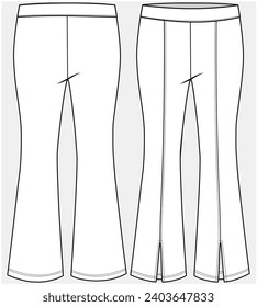 FIT AND FLARE KNIT BOTTOM WITH CENTER FRONT SLIT DETAIL DESIGNED FOR TEEN AND KID GIRLS IN VECTOR ILLUSTRATION FILE