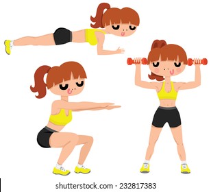 Fit Girl Doing Exercises