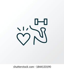 Fit with healthy icon line symbol. Premium quality isolated bodybuilding element in trendy style.