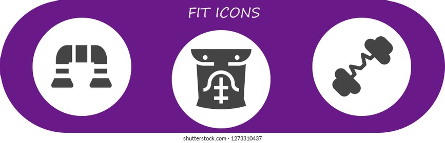  fit icon set. 3 filled fit icons. Simple modern icons about  - Push up, Abs, Barbell
