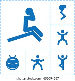 Fit icon. set of 6 fit filled icons such as squat, fit ball