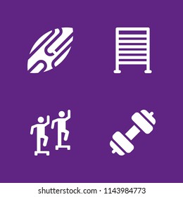 fit icon set. gym bars, exercise and dumbbell vector icon for graphic design and web