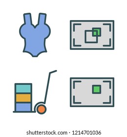 fit icon set. vector set about focus, swimsuit and stroller icons set.