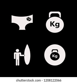 fit icon. fit vector icons set surfer with board, weight and panties rose