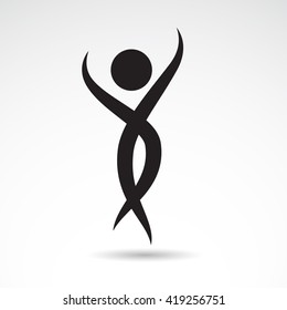 Fit lady shape isolated on white background. Vector art.
