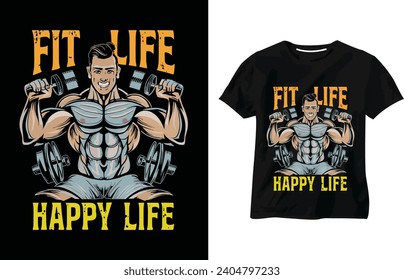 Diseño de camisetas para la vida feliz, Cita de Motivación para el Gimnasio, Entrenamiento, Entrenamiento, Diseño de camisetas para el Gimnasio
