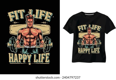 Diseño de camisetas para la vida feliz, Cita de Motivación para el Gimnasio, Entrenamiento, Entrenamiento, Diseño de camisetas para el Gimnasio
