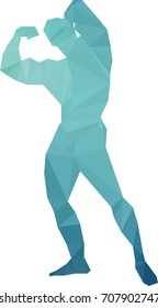 fit man in low poly style, polygonal bodybuilder