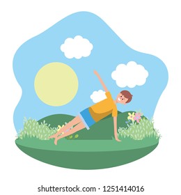 fit man practicing yoga