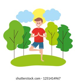 fit man practicing yoga