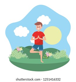 fit man practicing yoga