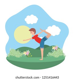 fit man practicing yoga