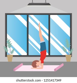 fit man practicing yoga