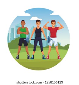 fit men doing exercise