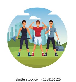 fit men doing exercise