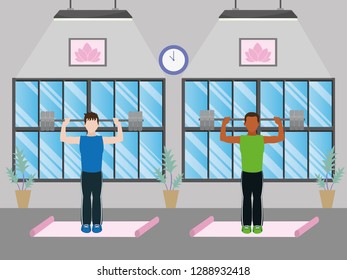 fit men doing exercise
