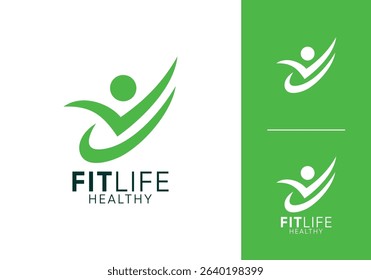 fit people logo. successful happy people vector design concept	

