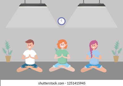 fit people practicing yoga