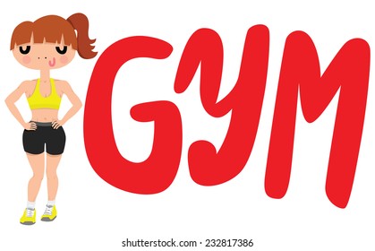Fit Pretty Girl with Gym Typography