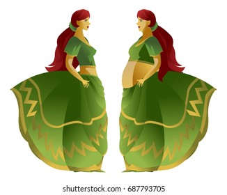 fit skinny girl and fat obese mirror double