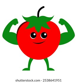 Fit Tomato Vector Illustration - Healthy and Muscular Tomato Cartoon