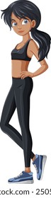 A fit woman in black workout attire