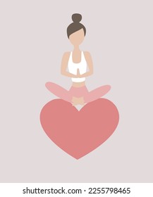 Fit woman doing yoga. Valentines day, love yourself concept