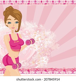 fit woman exercising , abstract card 