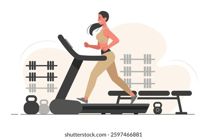 Fit woman jogging on treadmill