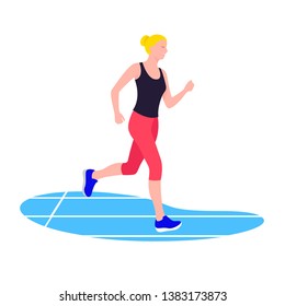 Fit woman running. Young female athlete doing sports, workout.