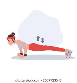 Fit woman training with push ups to build muscle and improve core strength