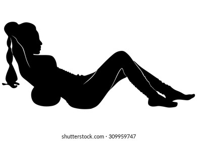 Fit young pilates instructor showing exercises
