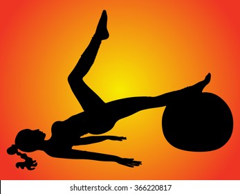 Fit young pilates instructor showing exercises