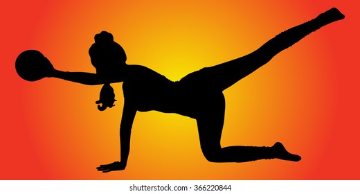 Fit young pilates instructor showing exercises