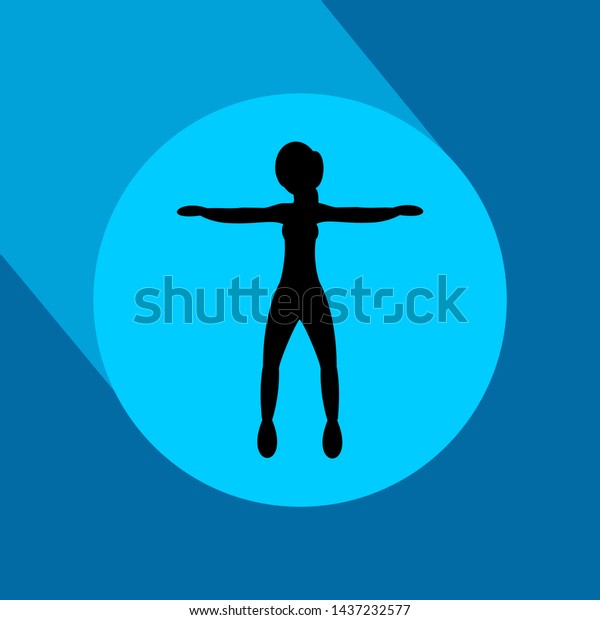 Fit young woman doing\
exercises  for body warming. Icon with long shadow and flat vector\
symbol.