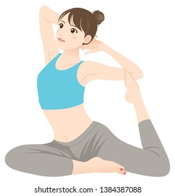 fit young woman in sportswear -Yoga Pigeon Pose-