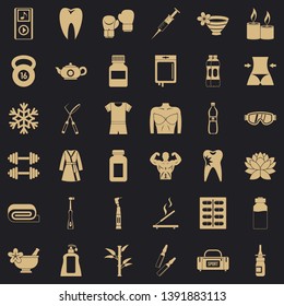 Fitbody icons set. Simple style of 36 fitbody vector icons for web for any design