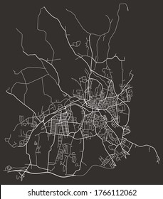 Fitchburg, Massachusetts, USA – urban city vector map, roads transport network, downtown and suburbs, highways, town center aerial view, city footprint/blueprint