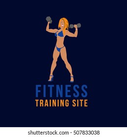 Fithess vector logo design template. Woman fitness vector illustration. Bodybuilder Logos Templates Set. Vector object and Icons for Sport Label, Gym Badge, Fitness Logo Design.